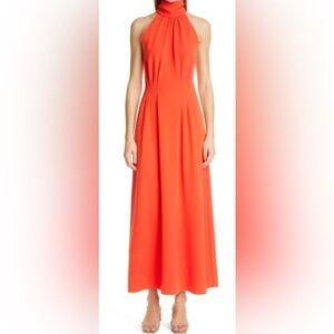Lela rose Stretch Crepe Halter Maxi Dress